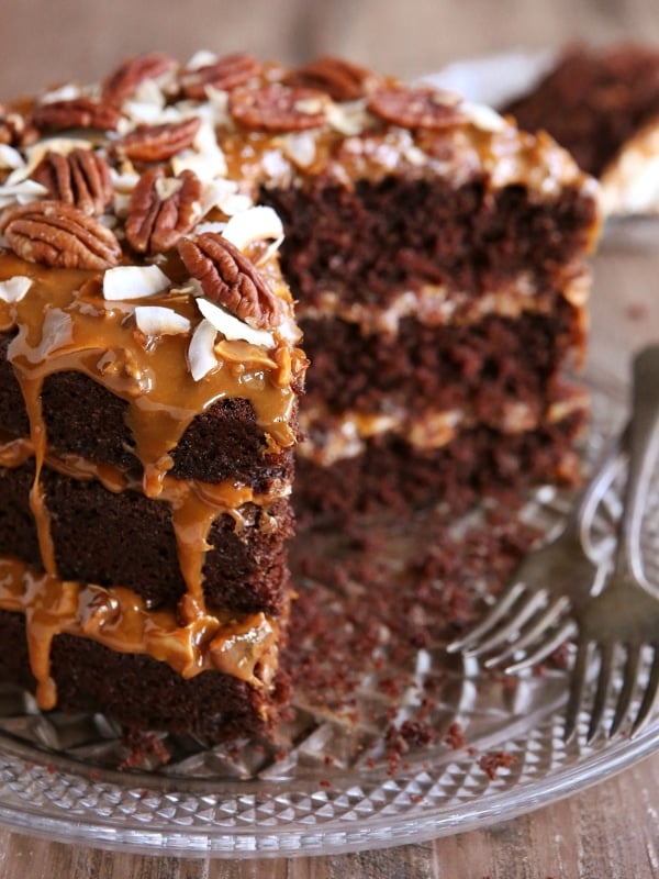 Chocolate Cola Cake with Dulce de Leche, Coconut and Pecan Icing | completelydelicious.com