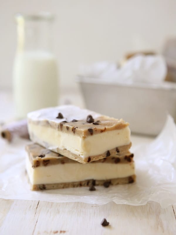 Chocolate Chip Cookie Dough Ice Cream Sandwiches from completelydelicious.com