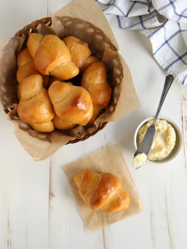 Sweet Potato Crescent Rolls with Whipped Honey Butter from completelydelicious.com