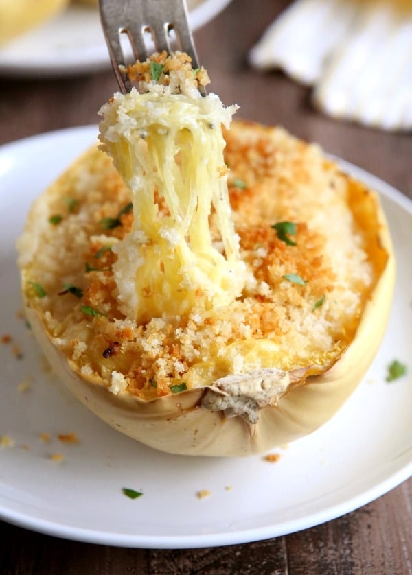 Twice Baked Spaghetti Squash and Cheese | completelydelicious.com