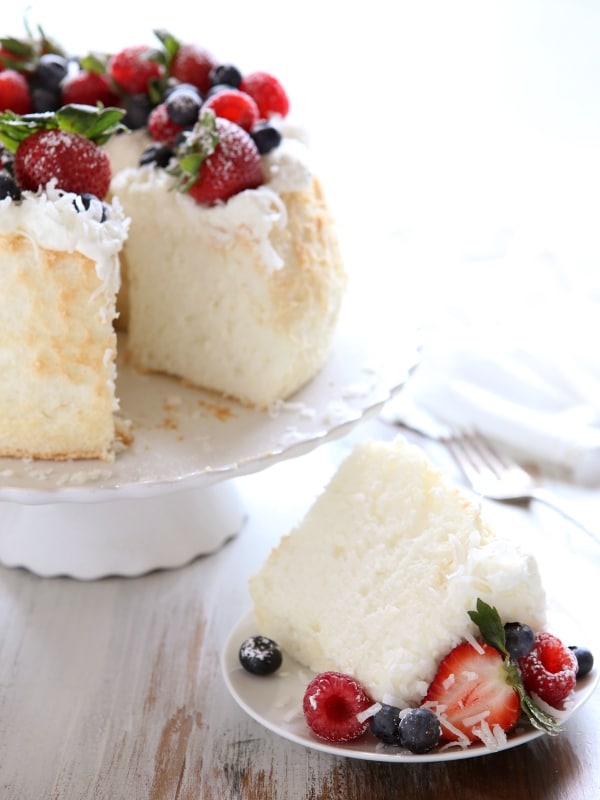 Coconut Angel Food Cake with Berries | completelydelicious.com