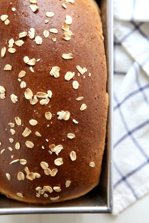 Honey Whole Wheat and Oat Sandwich Bread | completelydelicious.com