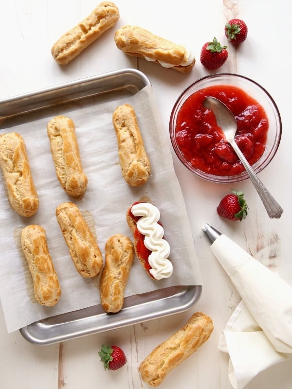 Strawberry Cheesecake Eclairs | completelydelicious.com