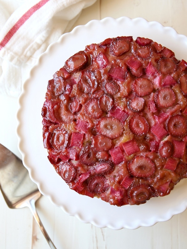 Strawberry Rhubarb Upside-Down Cake | completelydelicious.com