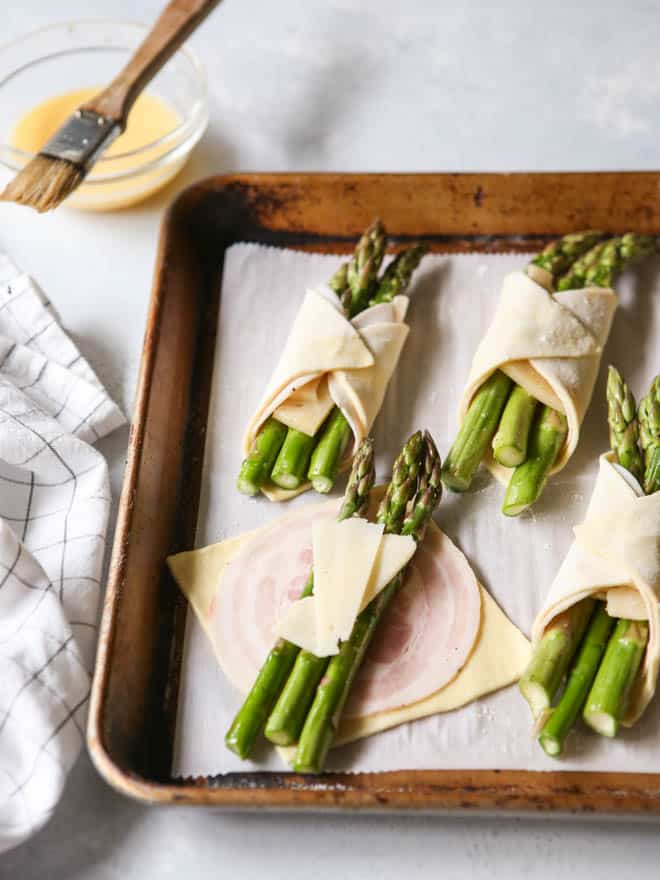 Asparagus pancetta puff pastry bundles make an easy but fancy appetizer!