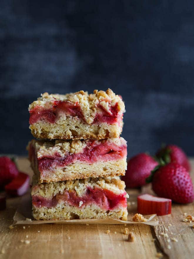 strawberry rhubarb crumb bars are the perfect treat for spring