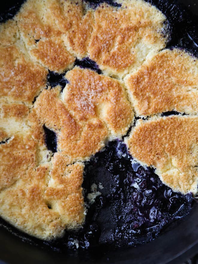 Easy dutch oven cobbler made with just 4 ingredients!