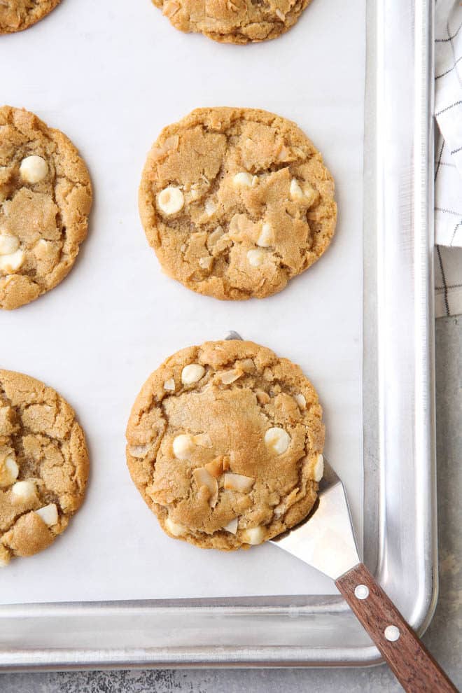 Toasted coconut and white chocolate chip cookies