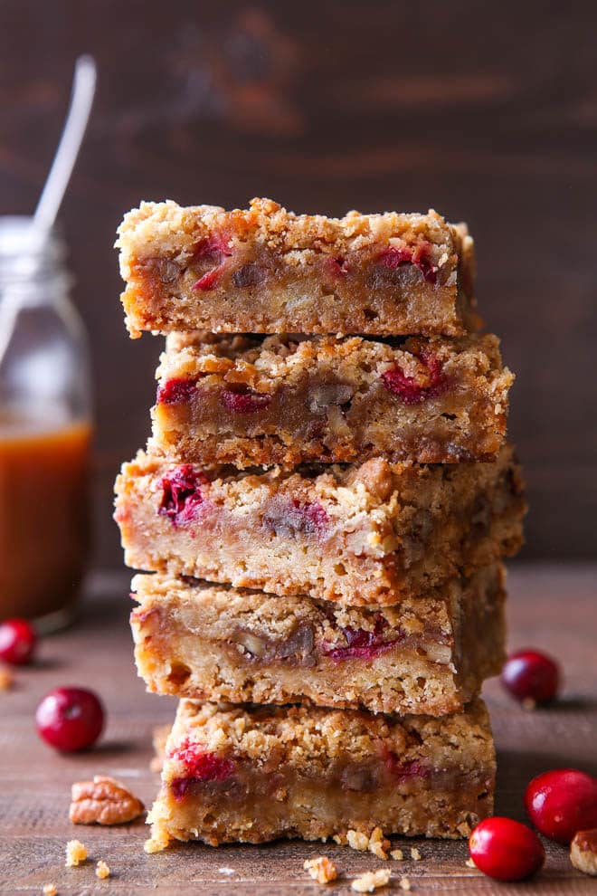 These caramel cranberry nut bars are a great alternative to pumpkin pie!