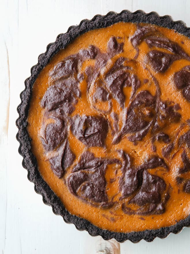 Chocolate Swirl Pumpkin Tart is perfect for the holidays!