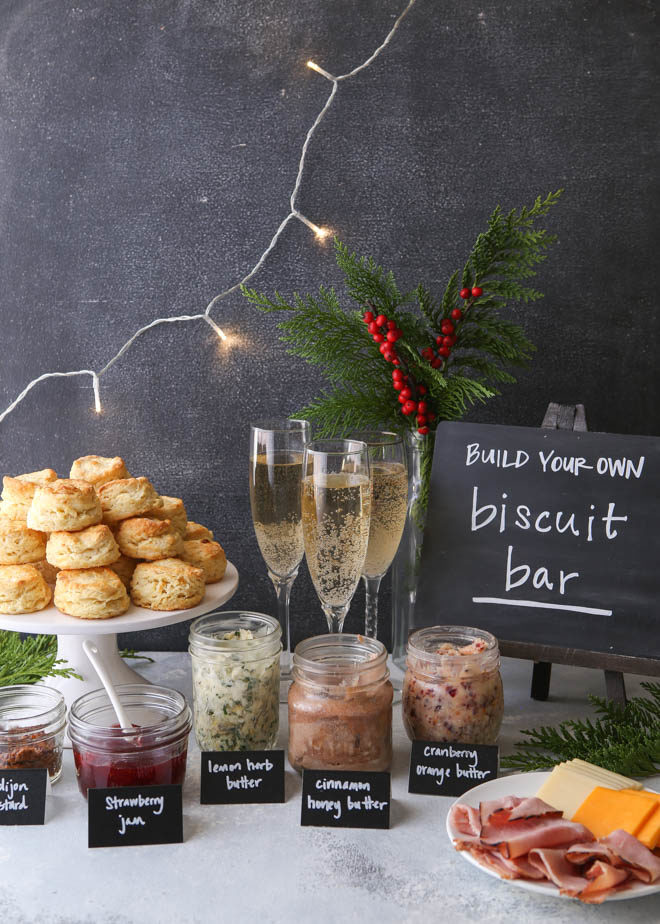 Cream cheese biscuits and a fun holiday brunch bar!