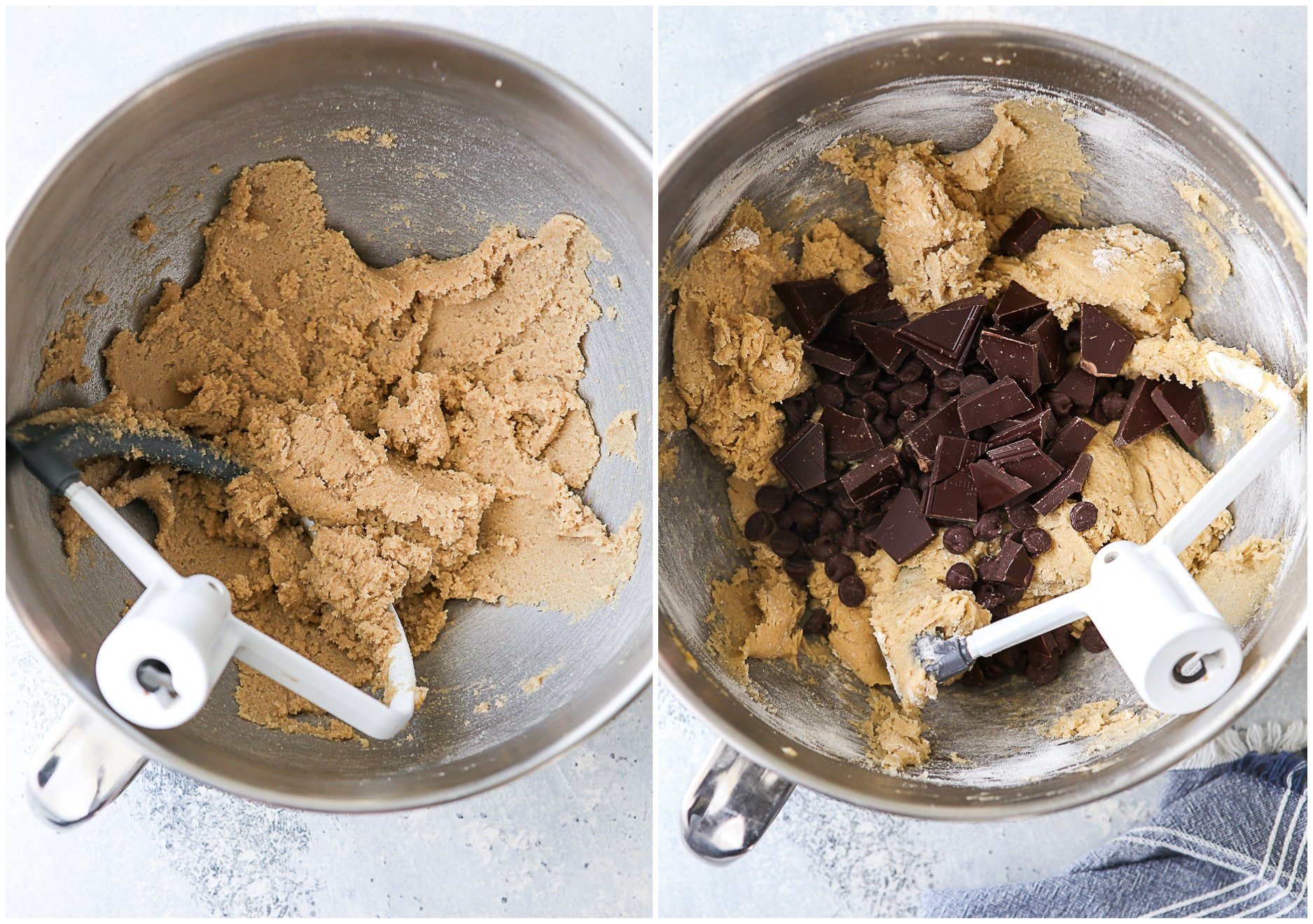 making chocolate chip cookie dough