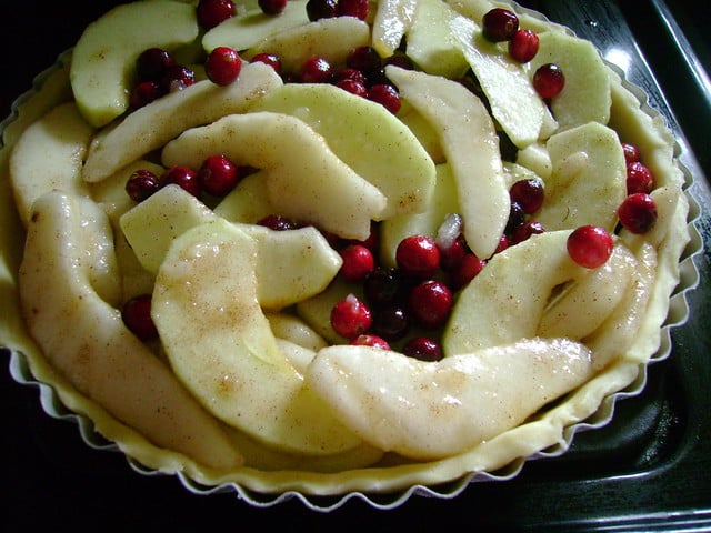 Apple, pears, cranberry, and cinnamon.