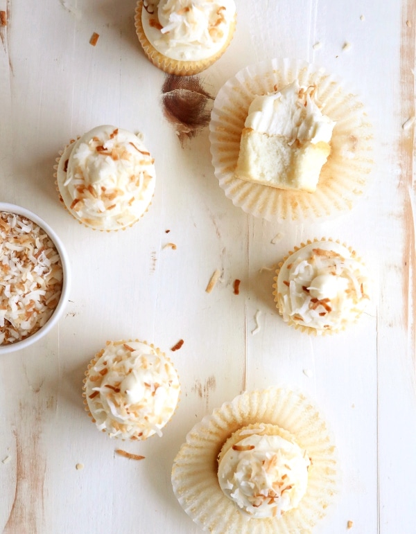 Coconut Cupcakes with Cream Cheese Buttercream | completelydelicious.com