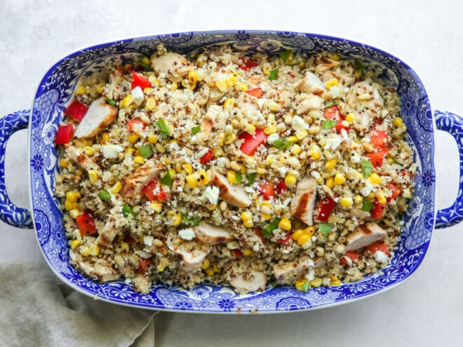 quinoa salad tossed and ready in a dish
