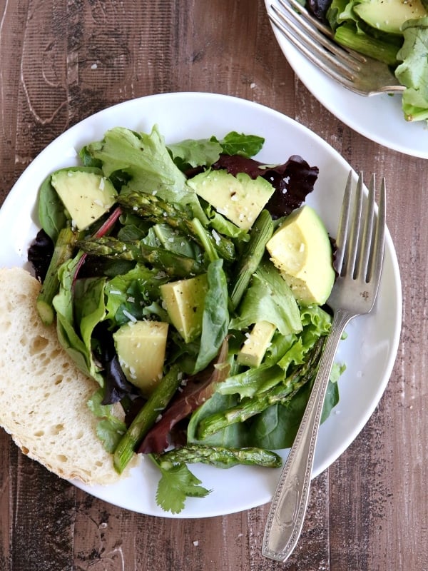 Roasted Asparagus and Avocado Salad with Lemon-Parmesan 