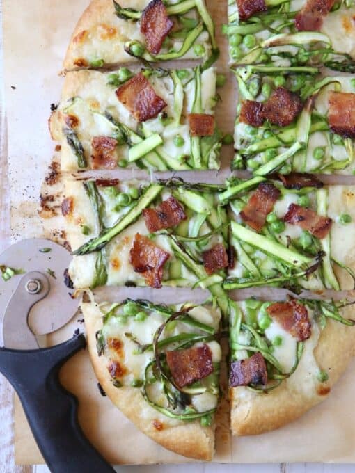 Springtime Pizza Shaved Asparagus, Pea and Bacon Pizza with Whole Wheat Crust ...