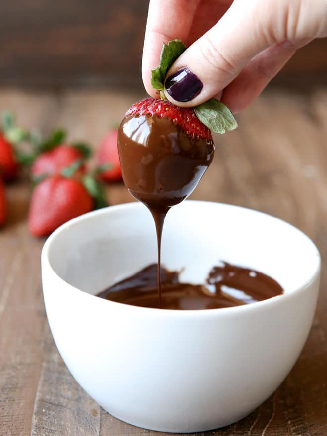 Dipping strawberries