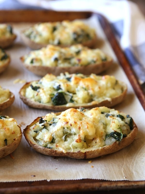 Spinach and Cheddar Twice-Baked Potatoes | Baked Potato Recipes To Drool Over