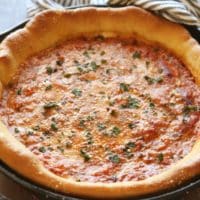Deep Dish Skillet Pizza | completelydelicious.com