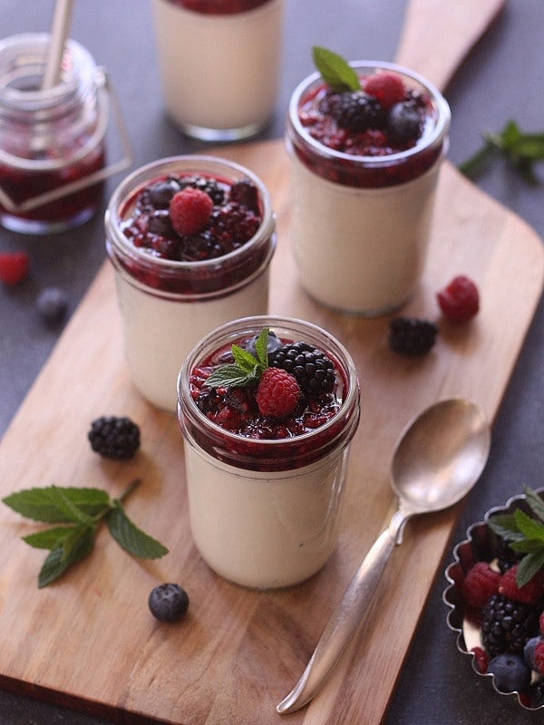 Vanilla Bean Panna Cotta with Roasted Berries - Completely Delicious