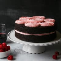 Red Wine Chocolate Cake with Raspberry Buttercream | completelydelicious.com