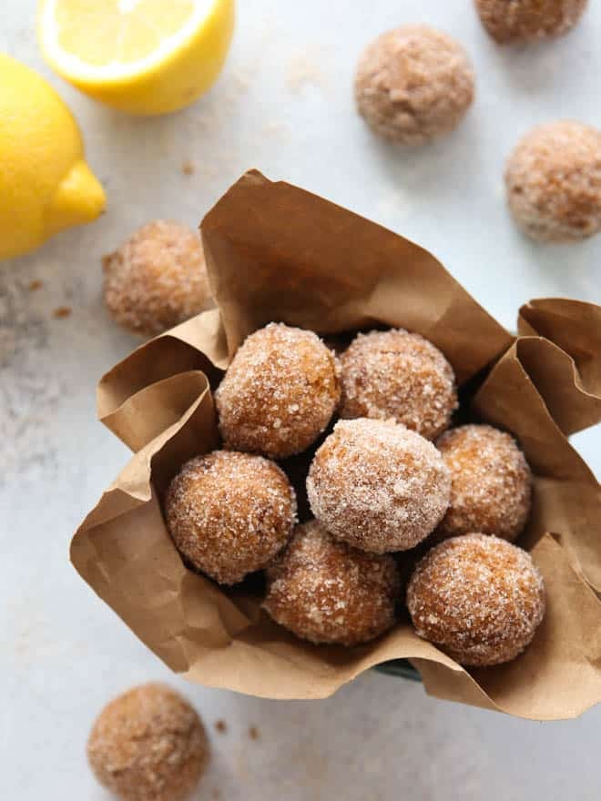 Lemon Cinnamon-Sugar Doughnut Holes - Completely Delicious