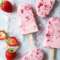 Simple 4 Ingredient Roasted Strawberry Yogurt Pops