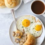 Buttermilk biscuits with sausage gravy on the inside!