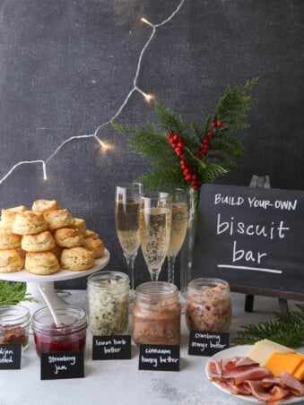 Cream cheese biscuits and a fun holiday brunch bar!