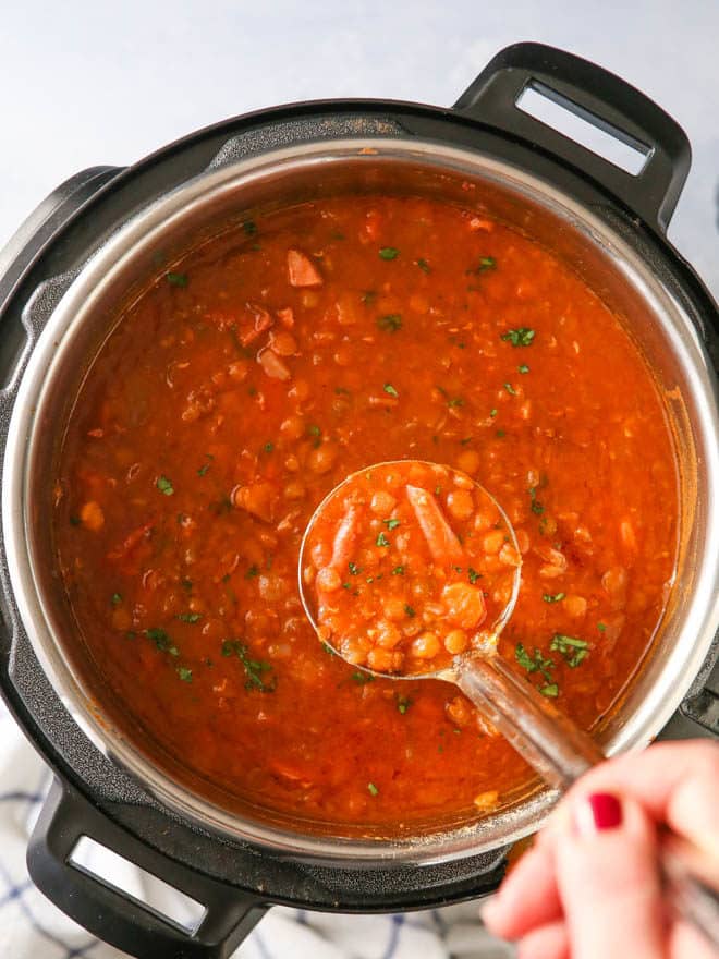 Make this ham lentil soup in the instant pot!