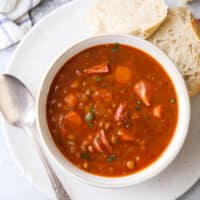 This hearty and delicious ham lentil soup recipe can be made on the stove top or in a slow cooker or instant pot!