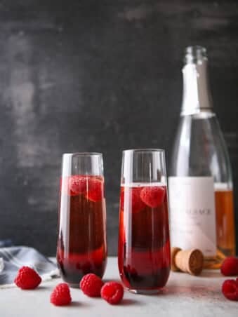 Sparkling raspberry rose cocktails