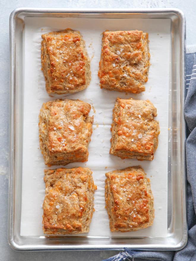 These hearty whole wheat cheddar biscuits make a great addition to any meal!