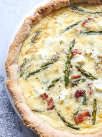 Bacon, asparagus and cream cheese quiche is full of flavor