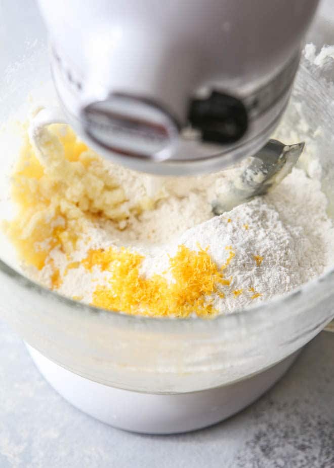 Mixing lemon spritz cookie dough