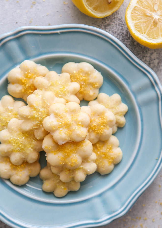 Very lemony spritz cookies are perfect for spring!