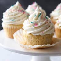 Soft and tender and super vanilla-y vanilla cupcakes!
