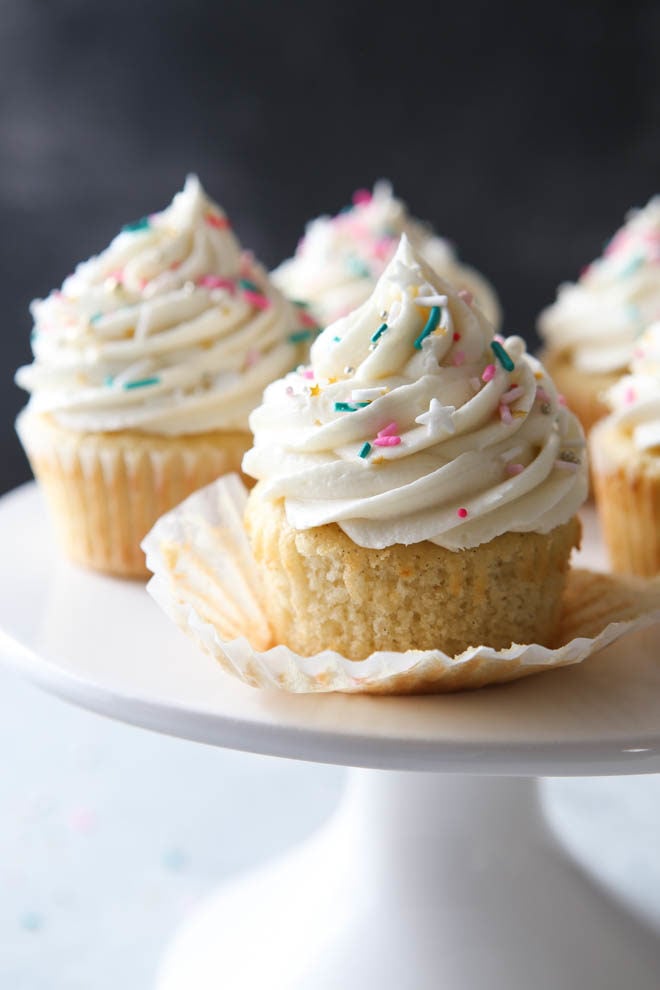 Soft and tender and super vanilla-y vanilla cupcakes!