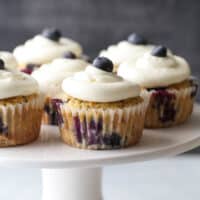 Blueberry muffin cupcakes with lemon cream cheese frosting
