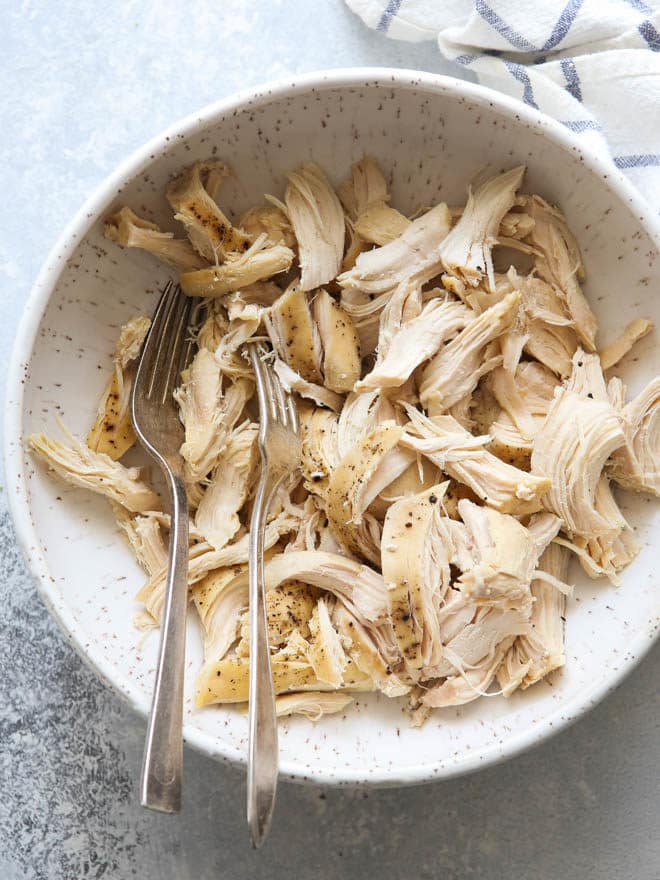 Shredding chicken to use in all sorts of recipes