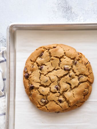 One giant peanut butter chocolate chip cookie... for one or more!
