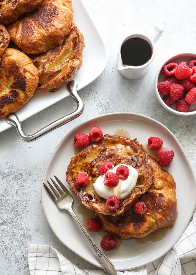 Rich and luxurious croissant french toast