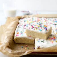 These soft sugar cookie bars with buttercream frosting are the perfect treats for a crowd!