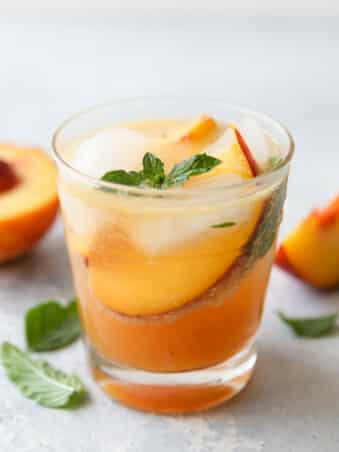 Just 5 ingredients for this grilled peach whiskey smash!