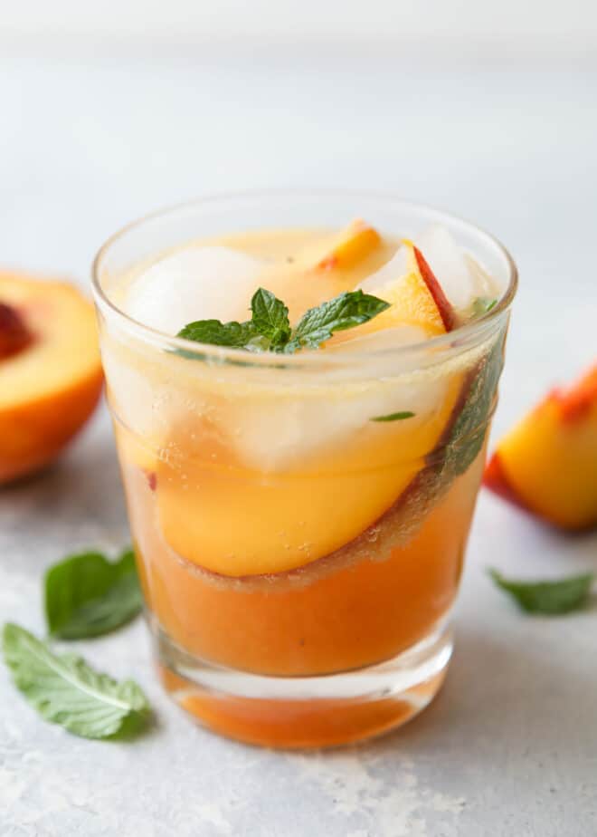 Just 5 ingredients for this grilled peach whiskey smash!
