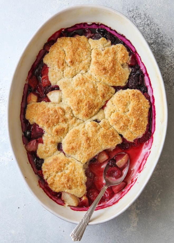 This is the ultimate fruit cobbler filled with all of your favorite summer fruit!
