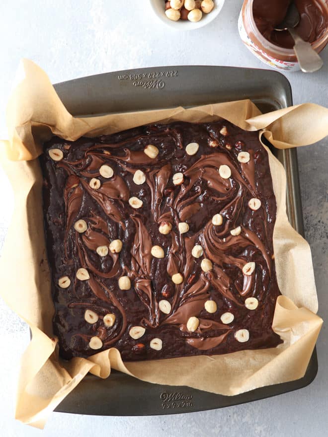 Nutella brownies with hazelnuts