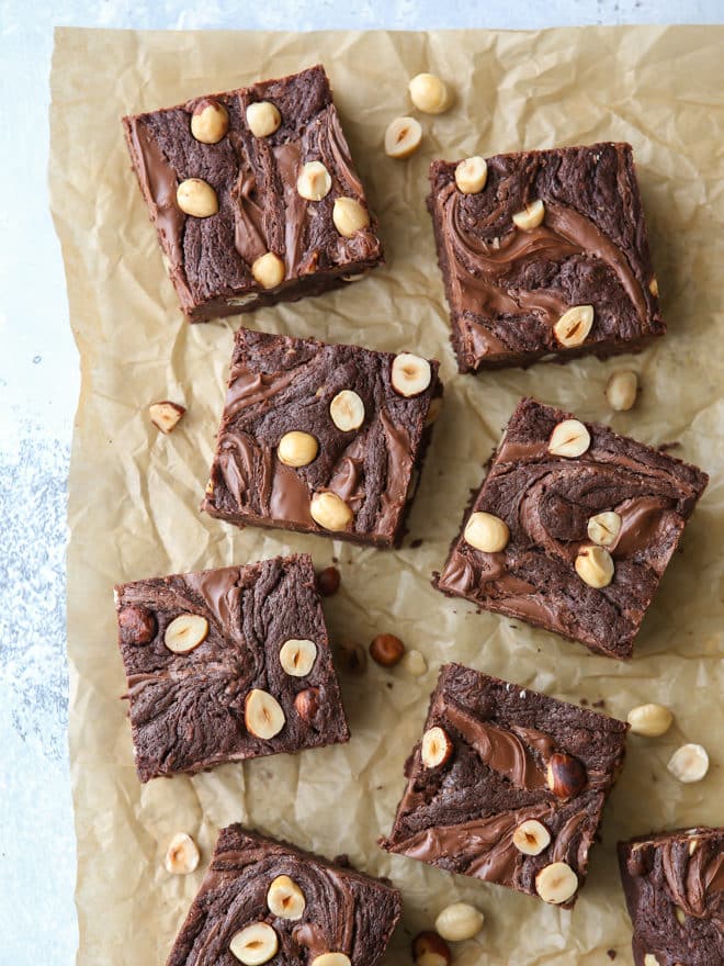 Nutella brownies with hazelnuts