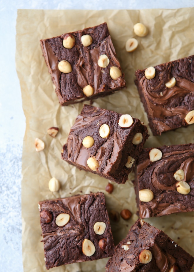Nutella Brownies with Hazelnuts - Completely Delicious